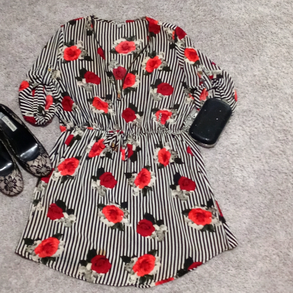 Stripped Floral Dress